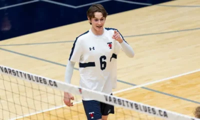 BLUES DEFEAT YORK IN THREE SETS