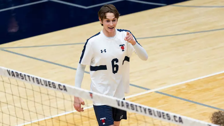 BLUES DEFEAT YORK IN THREE SETS