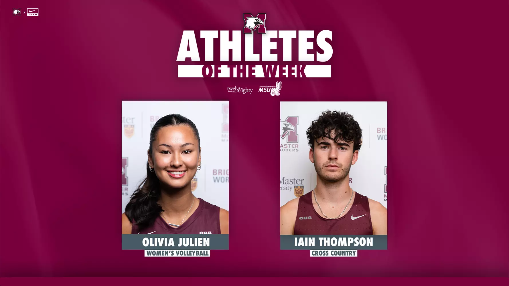 Julien and Thompson named Marauder Athletes of the
Week