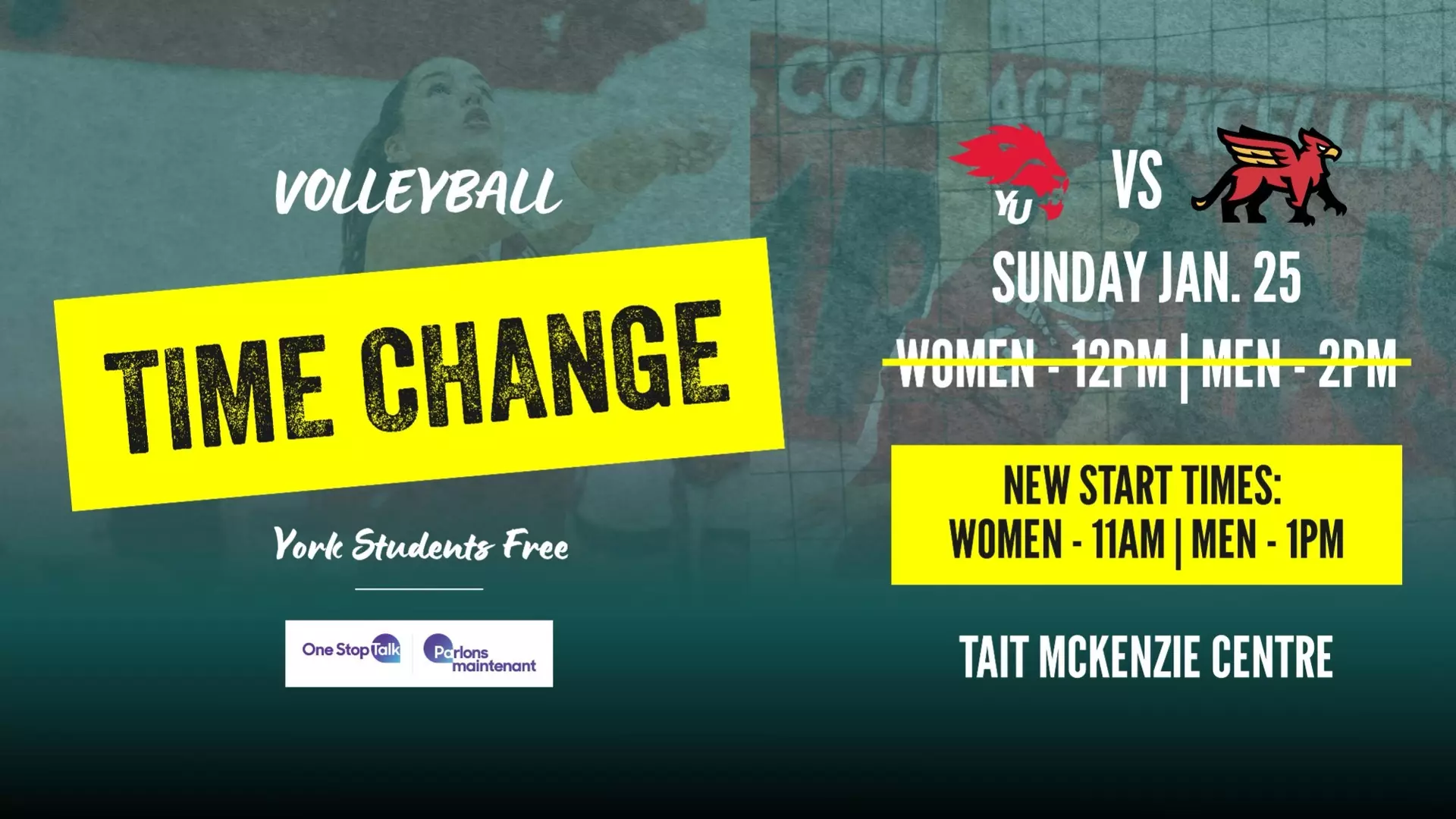 LIONS VOLLEYBALL GAMES TO START ONE HOUR EARLY JAN
25
