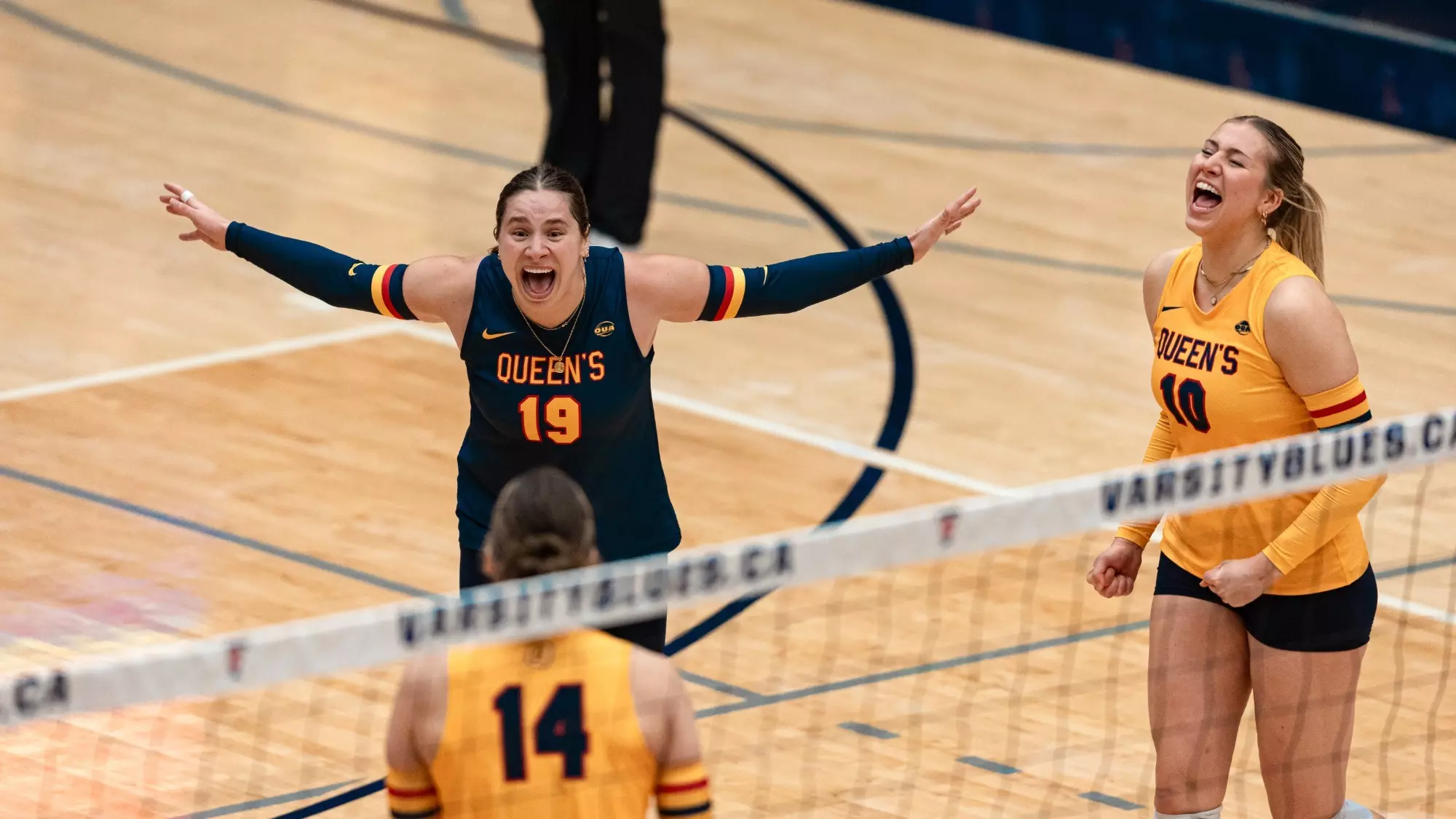 GAELS TRIUMPH OVER VARSITY BLUES IN FOUR SET WIN