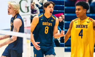 Queen’s Men’s Volleyball’s Reed Venning, Nikola Mitrovic,
Carson Francis named OUA All-Stars