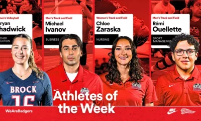Chadwick, Ivanov, Zaraska and Ouellette named Brock
University Athletes of the Week